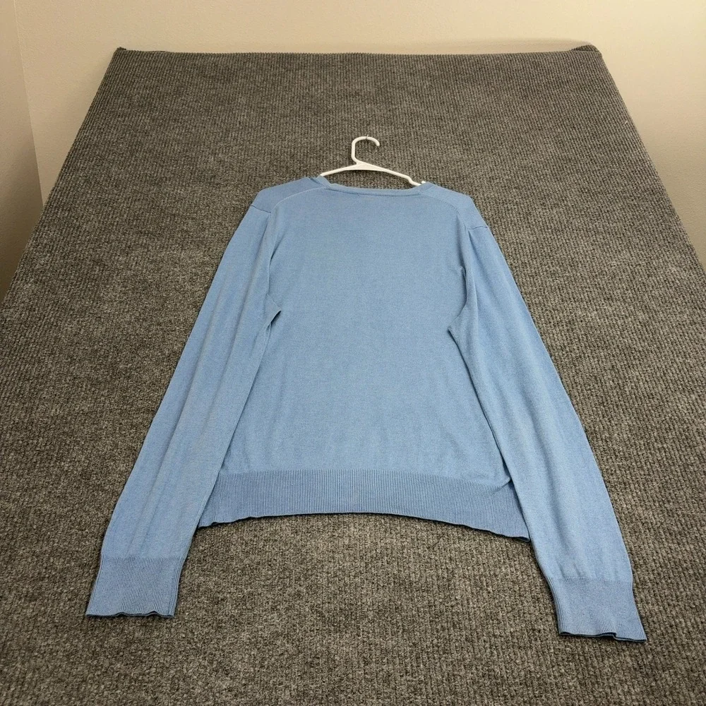 Banana Republic Sweater Mens L‎ Blue Silk Cotton V Neck Pullover Casual Classic